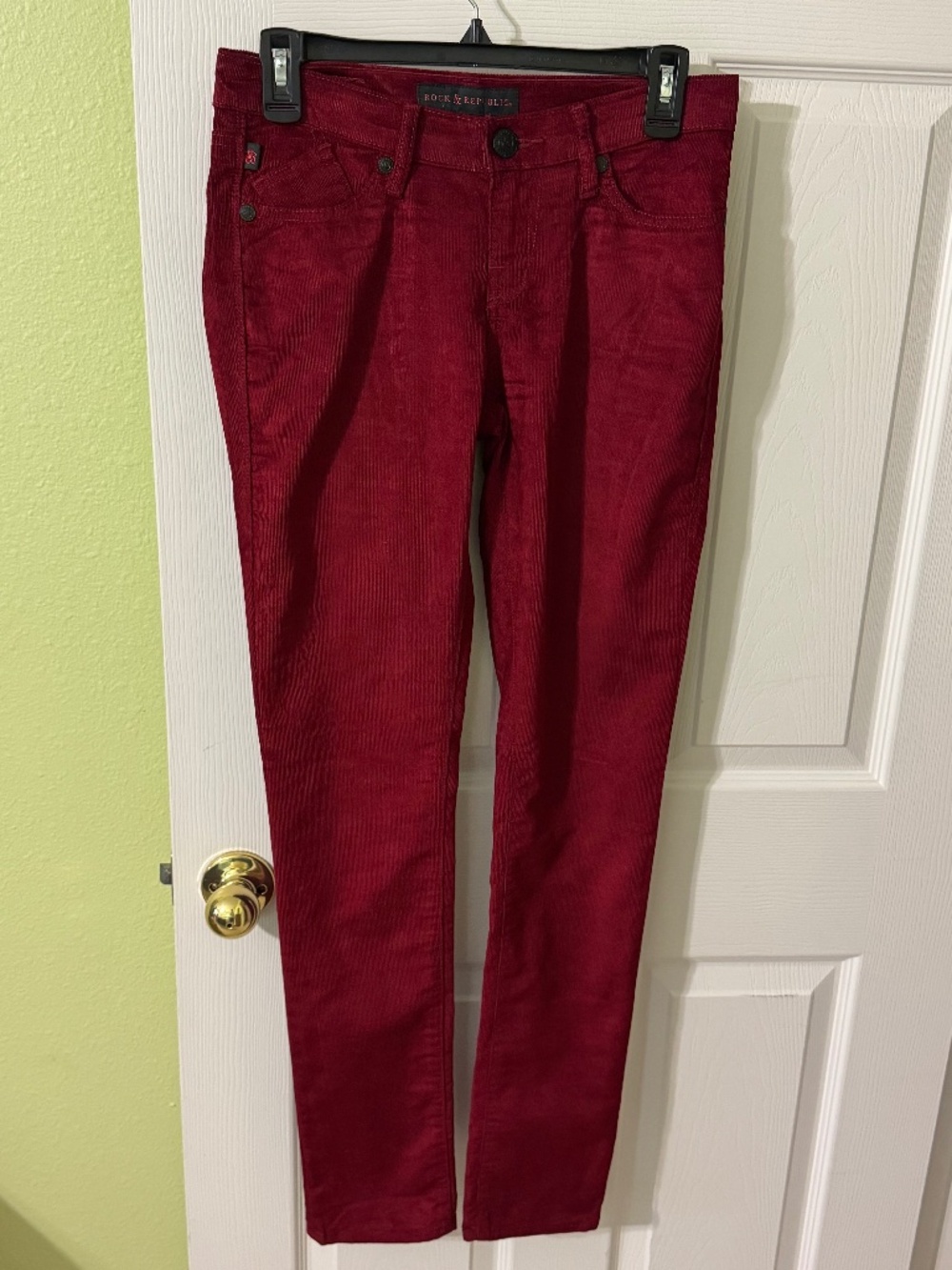 Rock & Republic Berlin Corduroy Red Skinny Pants